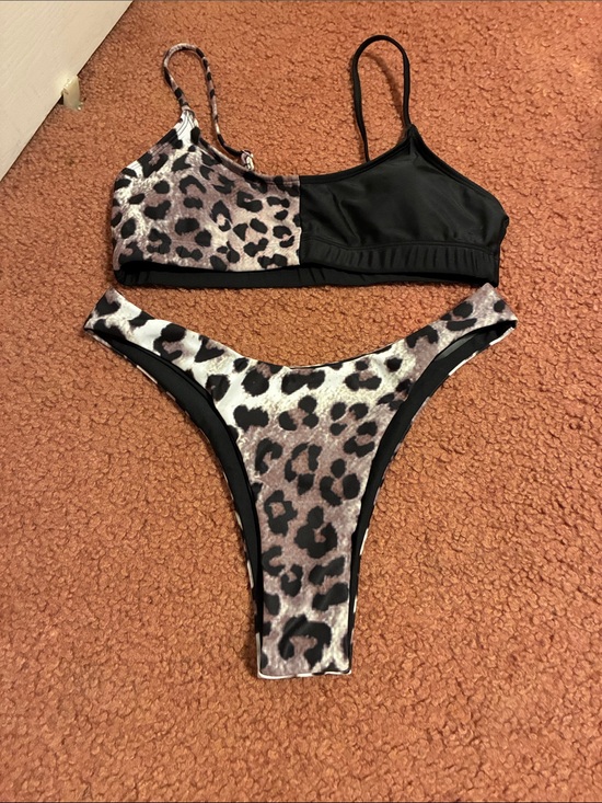 SHEIN Other - Shein Leopard Print & Black Women's Bikini Set - Two-Piece Swim Top and Bottom